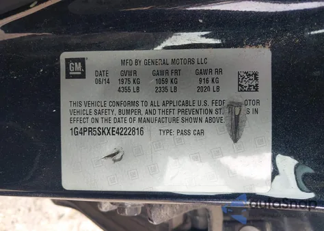 2014 Buick Verano Convenience Group from USA, damaged, VIN 1G4PR5SKXE4222816